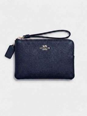 Coach Navy Pebbled Leather Wristlet